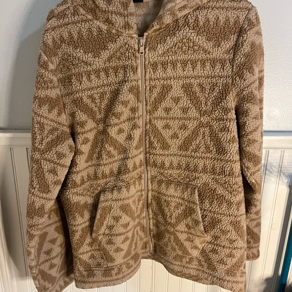 Cozy Geometric Patterned Sherpa Jacket